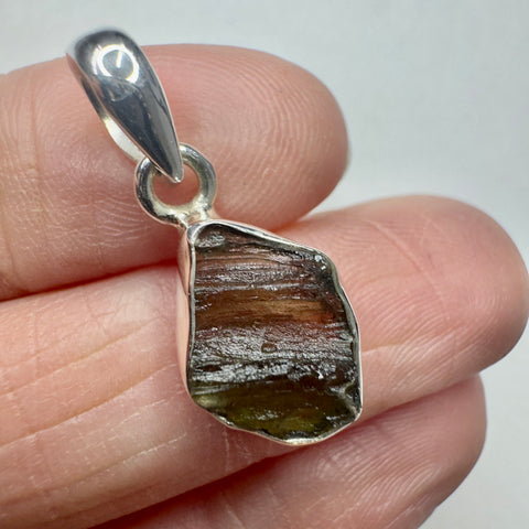Sterling Silver Moldavite Pendant | 1.76g | Chlum