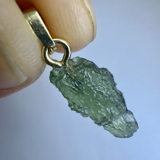 Gold Plated Moldavite Necklace | 0.7g | Marouskovo Pole