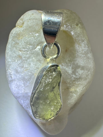 Sterling Silver Moldavite Pendant | 1.52g | Chlum