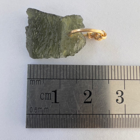 Moldavite Pendant – Gold Wrap
