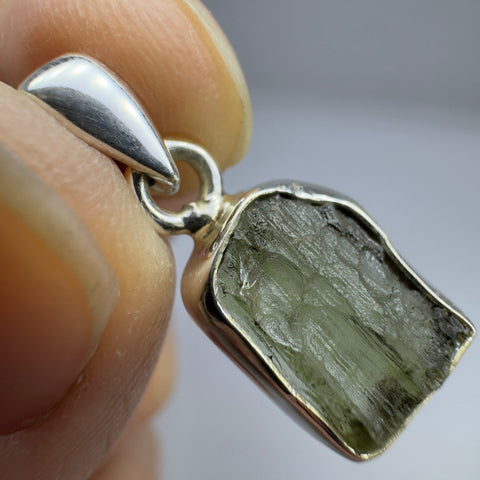 Sterling Silver Moldavite Pendant | 1.83g | Chlum