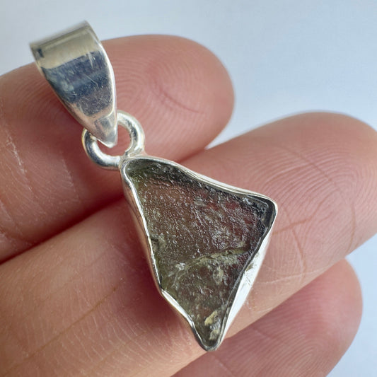 Sterling Silver Moldavite Pendant | 1.6g | Chlum
