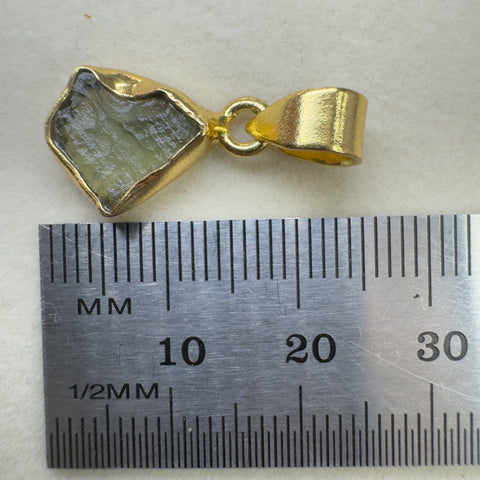 Gold Plated Sterling Silver Moldavite Pendant | 1.47g | Chlum