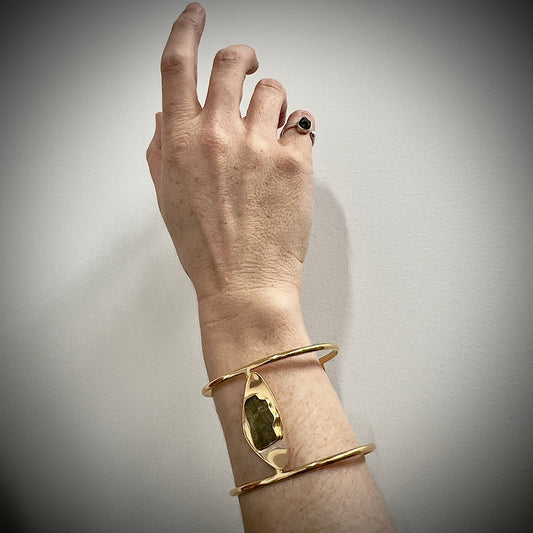 Gold Plated Moldavite Bracelet | 1.6g | Chlum
