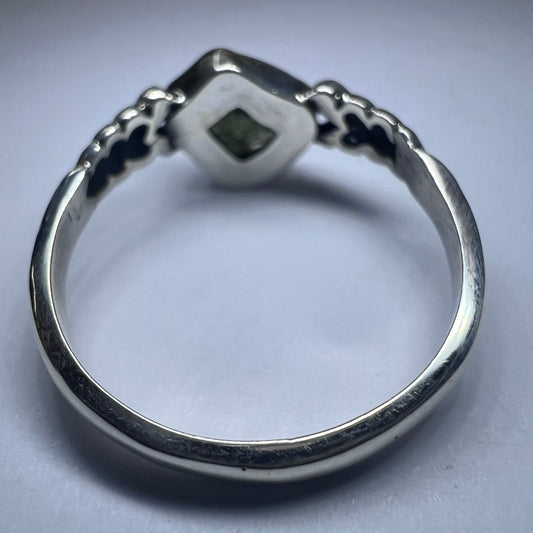 Sterling Silver Moldavite Ring | 0.8g | Size 9.5