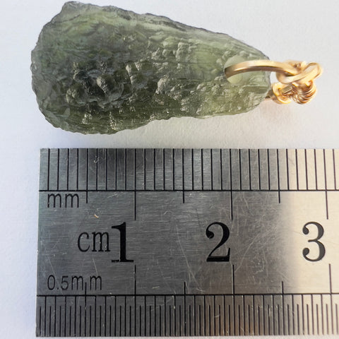 Moldavite Pendant – Gold Wrap