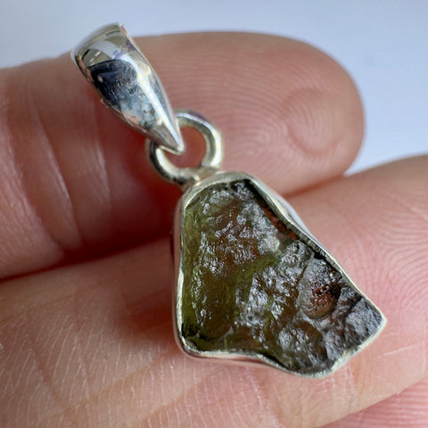 Sterling Silver Moldavite Pendant | 1.64g | Chlum
