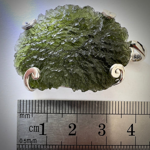 Sterling Silver Moldavite Pendant | 9.6g | Maly Chlum