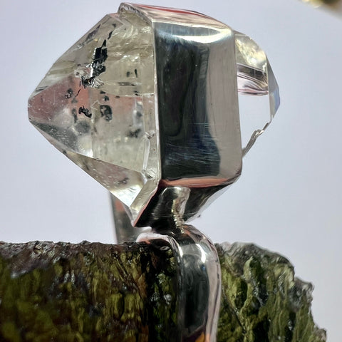 Moldavite & Herkimer Silver pendant | 8g | Marouskovo Pole