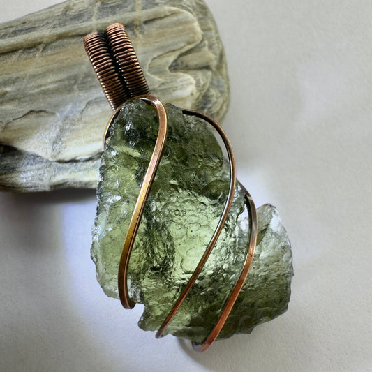 Moldavite Copper Pendant | 3.95g | Chlum