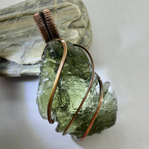 Moldavite Copper Pendant | 3.95g | Chlum