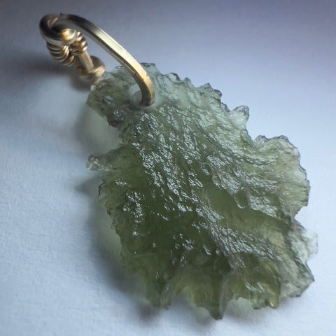 Moldavite Pendant – Gold Wrap