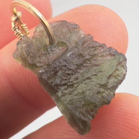 Moldavite Pendant – Gold Wrap