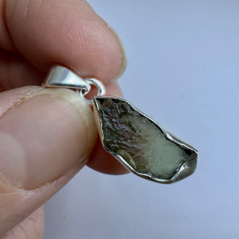 Sterling Silver Moldavite Pendant | 2.14g | Chlum