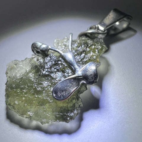 Soft Soldered Moldavite Pendant | 1.2g | Chlum