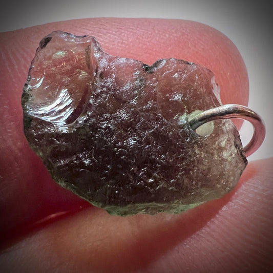 1.31g Natural Moldavite Sterling Silver Pendant