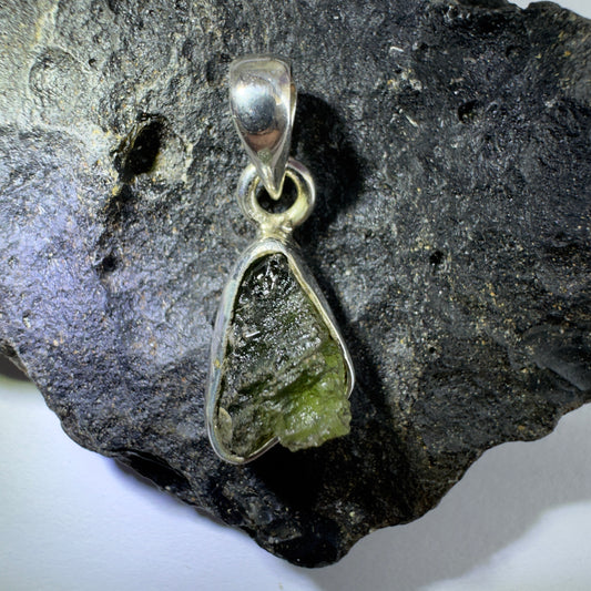 Sterling Silver Moldavite Pendant | 1.65g | Chlum