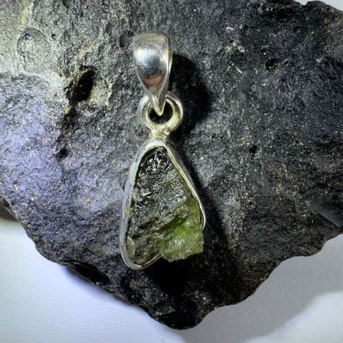 Sterling Silver Moldavite Pendant | 1.65g | Chlum