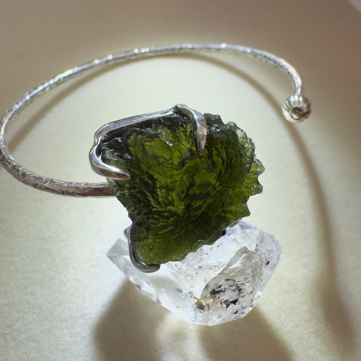4.45g Chlum Moldavite Claw Set Bracelet in Sterling Silver