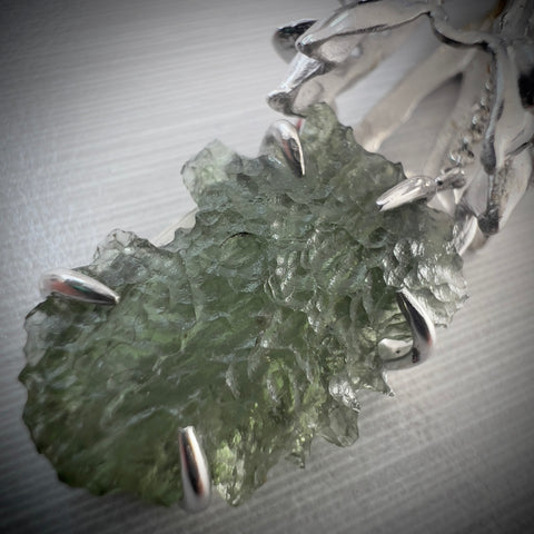 Beautiful Sterling Silver Moldavite Necklace