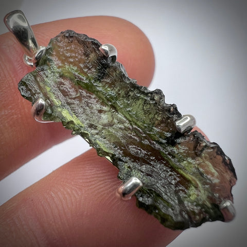 Sterling Silver Moldavite Pendant | 3.30g | Chlum