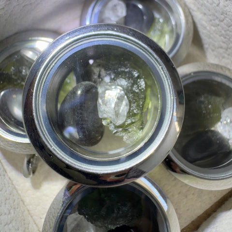 Moldavite, Herkimer & NZ Obsidian Locket | 25mm | Chlum
