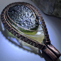 Statement piece Moldavite/LDG Copper pendant - 18.8g