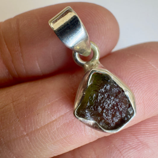 Sterling Silver Moldavite Pendant | 1.57g | Chlum