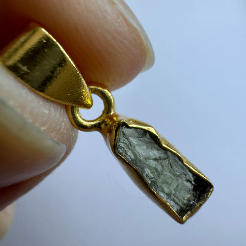 Gold Plated Moldavite Pendant | 1.26g | Chlum