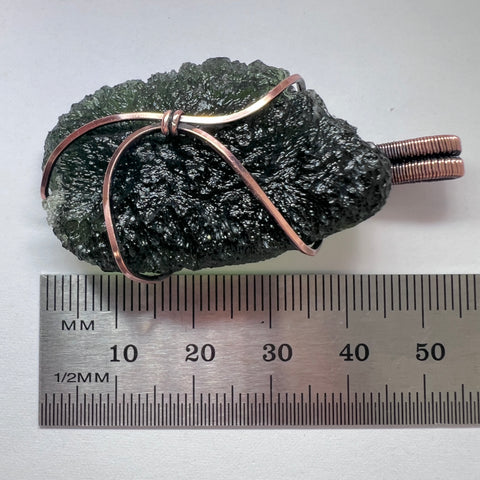 Moldavite Copper Wire Wrapped Pendant | 14.13g | Chlum