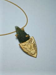 Botanical Form Gold-Plated Moldavite Necklace (2.14g)