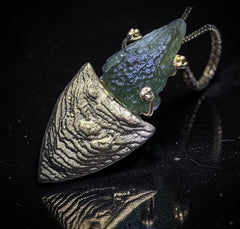 Botanical Form Gold-Plated Moldavite Necklace (2.14g)