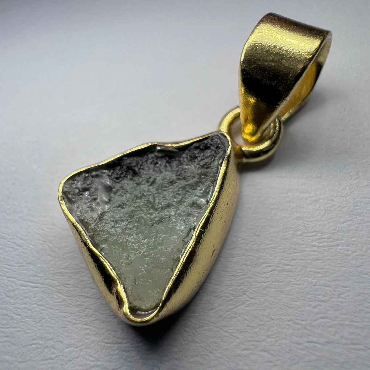 Gold Plated Moldavite Pendant | 1.48g | Chlum