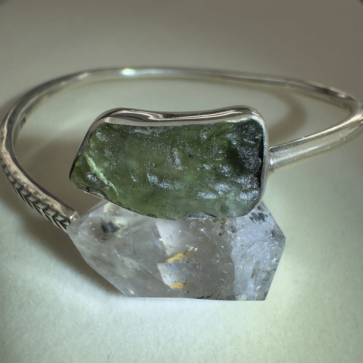 Moldavite Bracelet in Sterling Silver