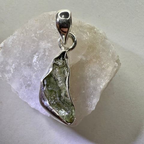 Sterling Silver Moldavite Pendant | 1.58g | Chlum