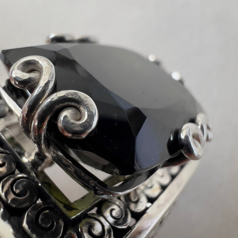 Sterling Silver Moldavite Ring | Size 7.5 (P) | Chlum