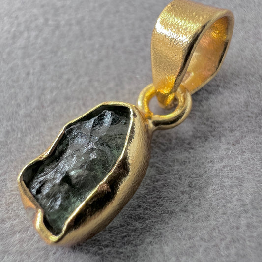 Gold Plated Moldavite Pendant | 1.29g | Chlum