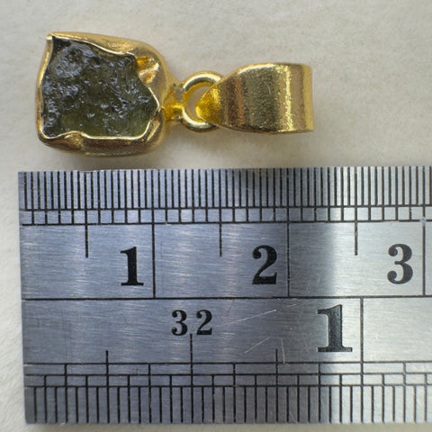 Gold Plated Sterling Silver Moldavite Pendant | 1.4g | Chlum