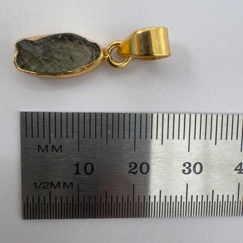 Gold Plated Moldavite Pendant | 1.53g | Chlum