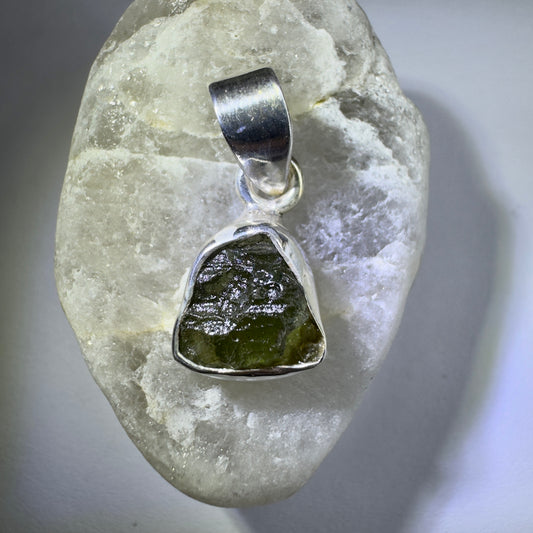Sterling Silver Moldavite Pendant | 1.78g | Chlum