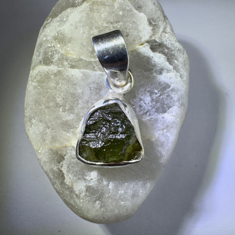 Sterling Silver Moldavite Pendant | 1.78g | Chlum