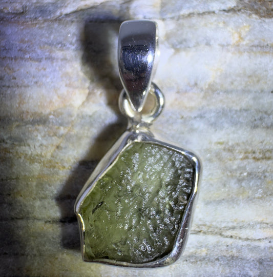 Sterling Silver Moldavite Pendant | 1.64g | Chlum