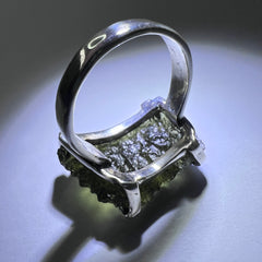 Moldavite Silver Ring - Size 8.5