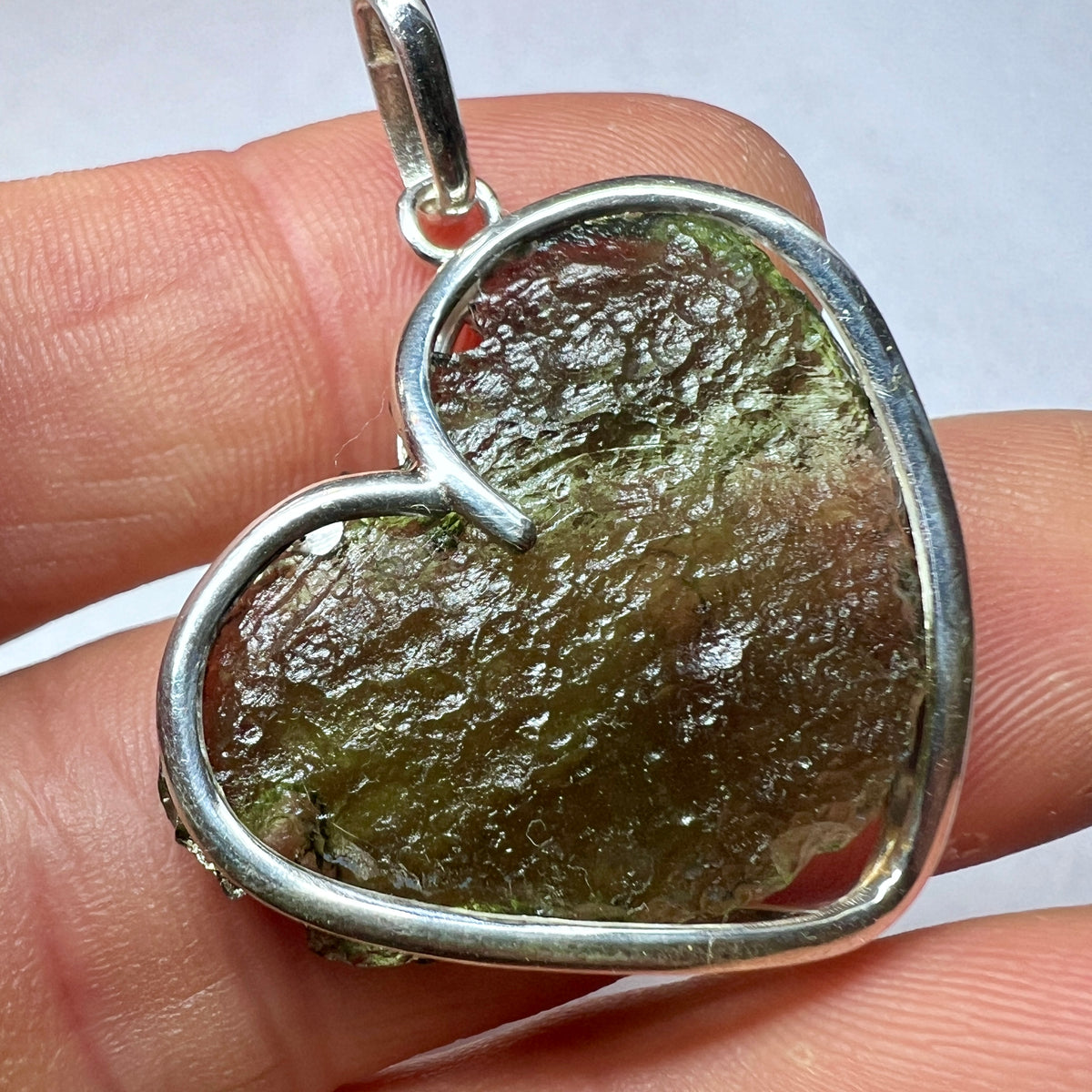 Moldavite Heart Silver Pendant I 3.85g I Vrabce