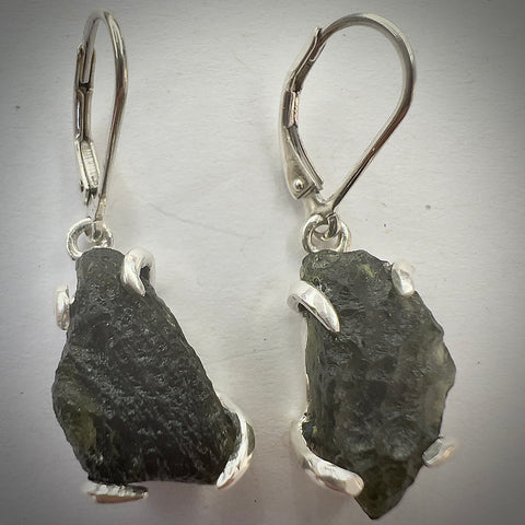 Moldavite Sterling Silver Earrings | 2.76g | Chlum