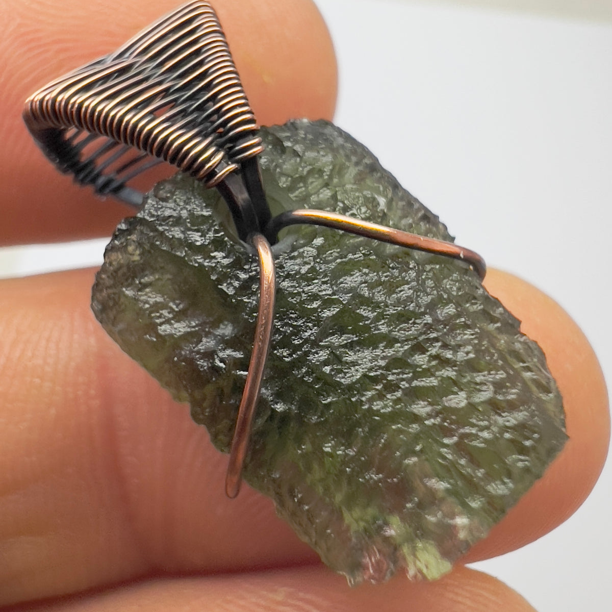 Moldavite & Copper Pendant 2.41g