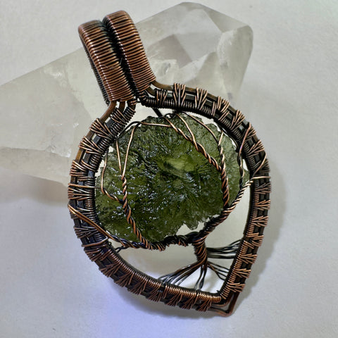 Moldavite Copper Tree of Life pendant | 4.03g | Chlum