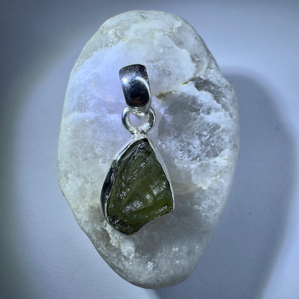 Sterling Silver Moldavite Pendant | 1.77g | Chlum