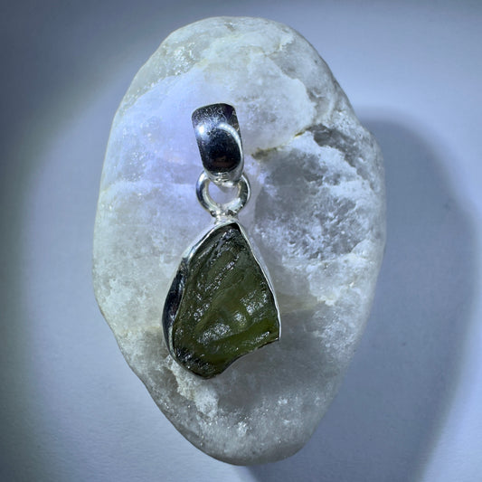 Sterling Silver Moldavite Pendant | 1.77g | Chlum