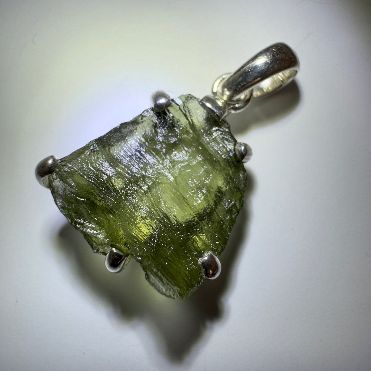Sterling Silver Moldavite Pendant | 2.45g | Chlum